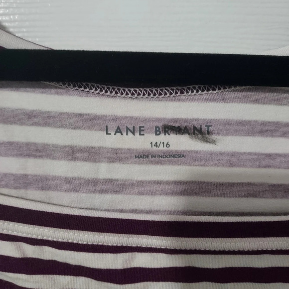 NWOT Lane Bryant Purple Stripe Classic Long-Sleeve Square-Neck Tee in Size 14/16 - Picture 3 of 11